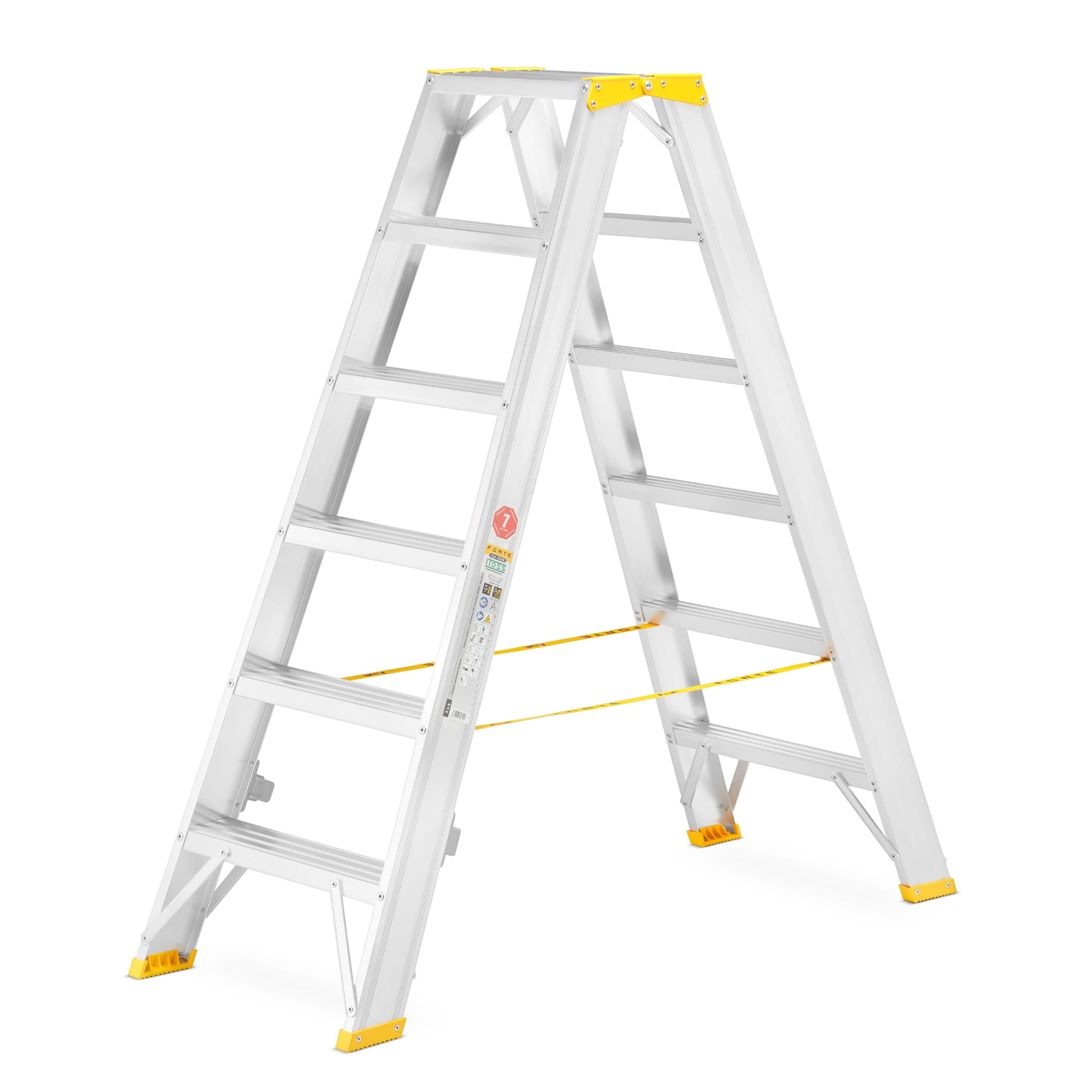Huishoudtrap - 2x 6 treden - aluminium - werkhoogte 328 cm