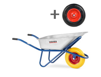 HIGHER®️ Kruiwagen 130L schuimwiel 210kg Wielbescherming
