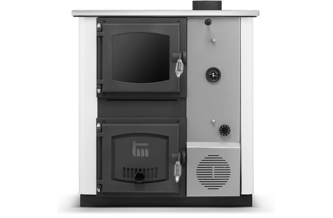 CV-Kachel TEMY PLUS 12kW Wit Watermantel - Verwarmen & Koken