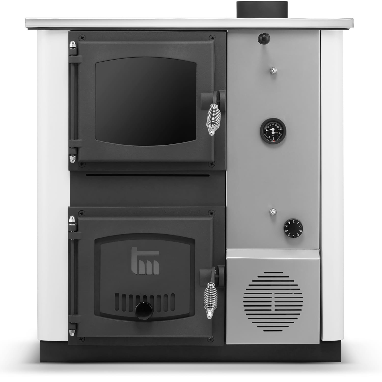 CV-Kachel TEMY PLUS 12kW Wit Watermantel - Verwarmen & Koken