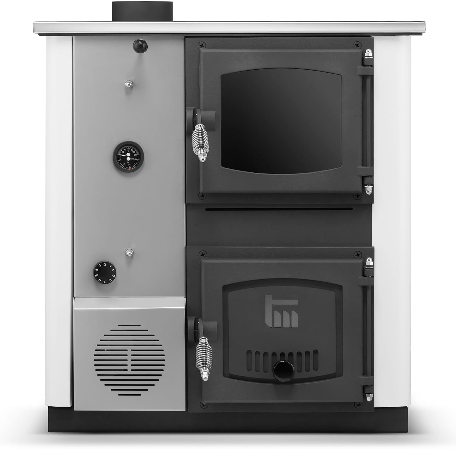 CV houtkachel - 12 kW - met watermantel - TEMY Plus - wit