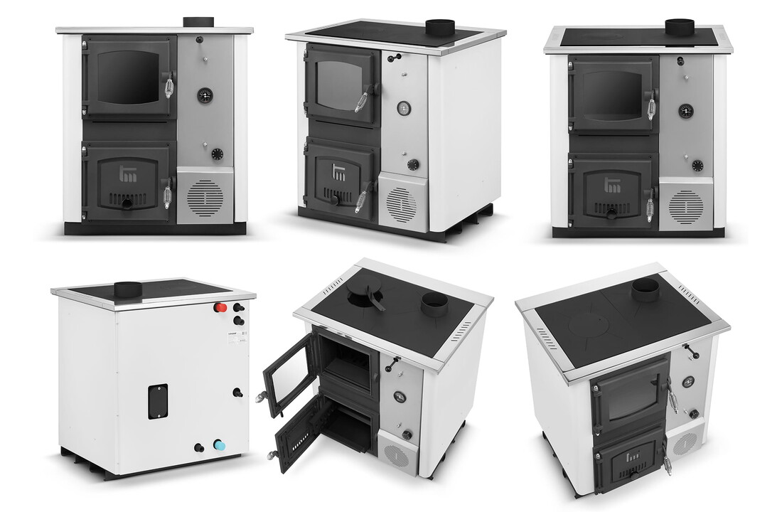 CV-Kachel TEMY PLUS 12kW Wit Watermantel - Verwarmen & Koken