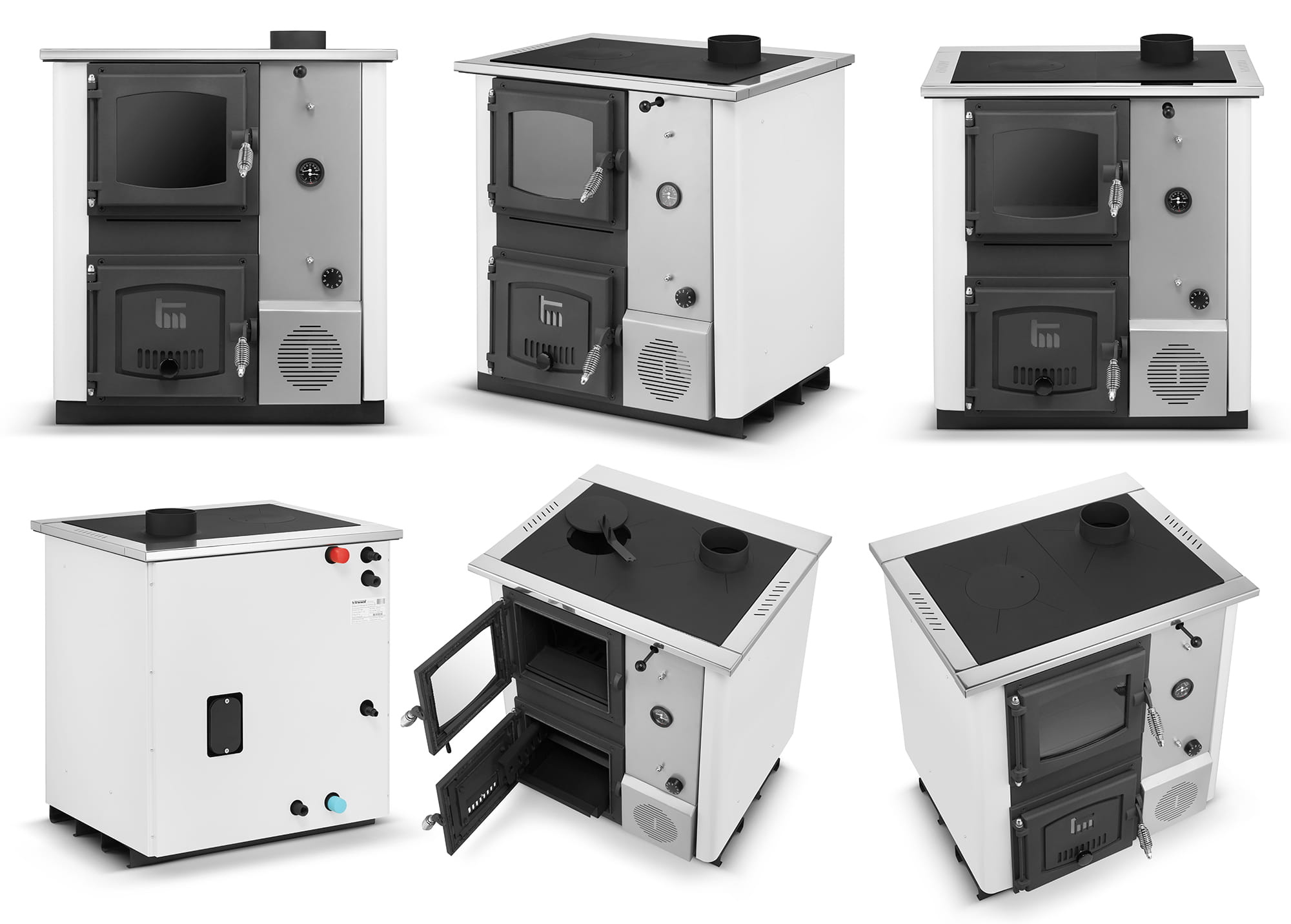 CV houtkachel - 12 kW - met watermantel - TEMY Plus - wit