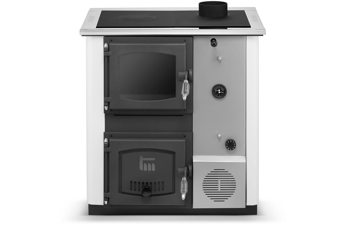 CV-Kachel TEMY PLUS 12kW Wit Watermantel - Verwarmen & Koken