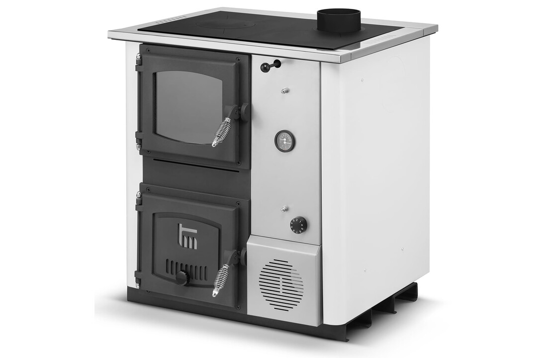 CV-Kachel TEMY PLUS 12kW Wit Watermantel - Verwarmen & Koken