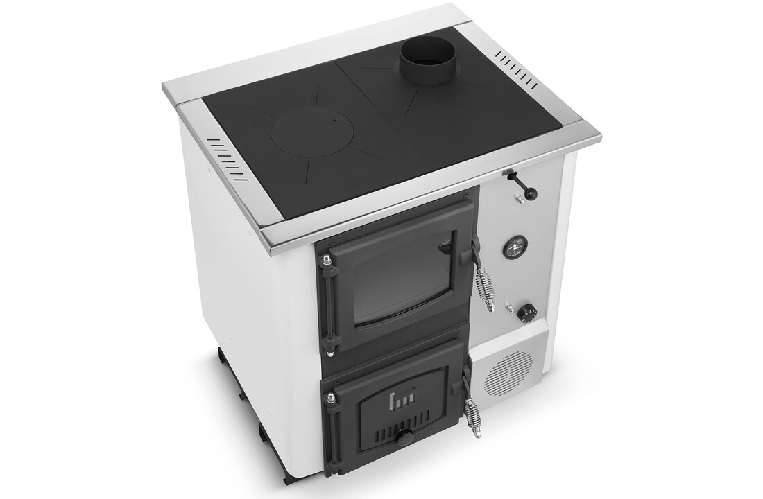 CV-Kachel TEMY PLUS 12kW Wit Watermantel - Verwarmen & Koken