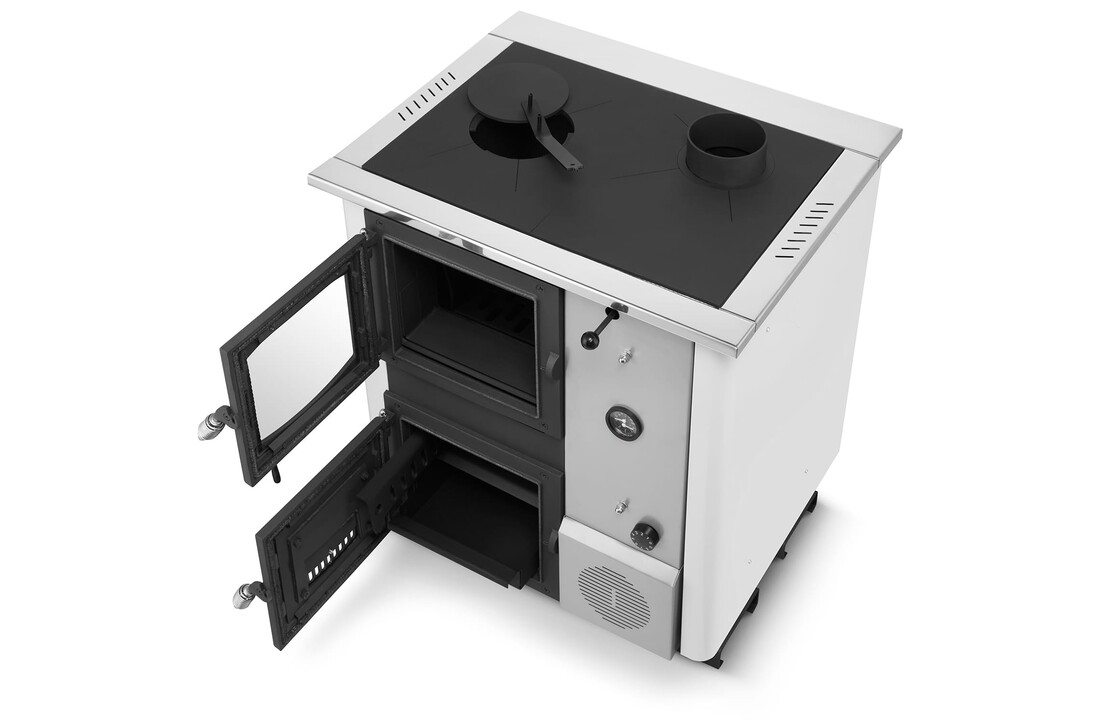 CV-Kachel TEMY PLUS 12kW Wit Watermantel - Verwarmen & Koken