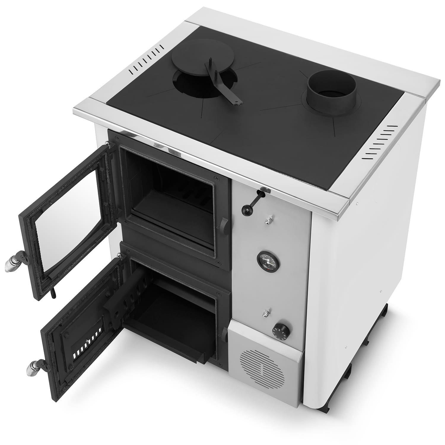 CV houtkachel - 12 kW - met watermantel - TEMY Plus - wit