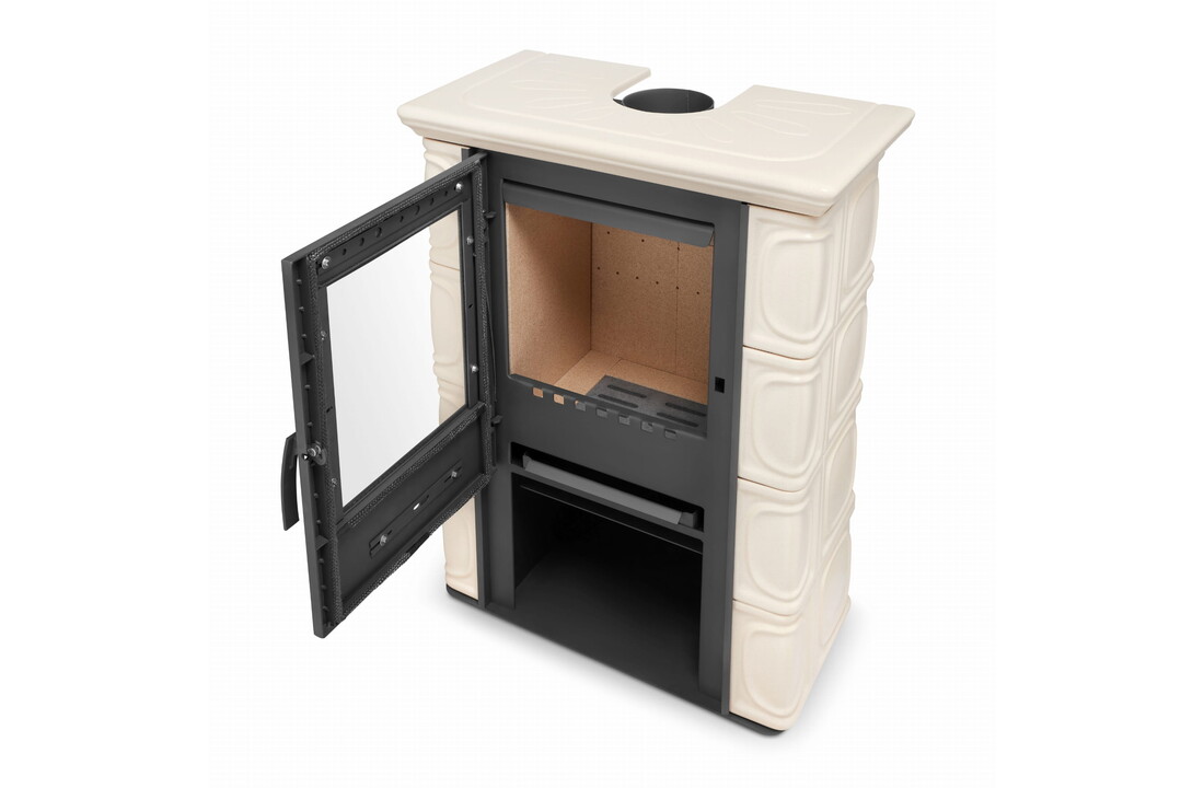 Houtkachel Staal met Keramische Tegels 10kW Cappuccino