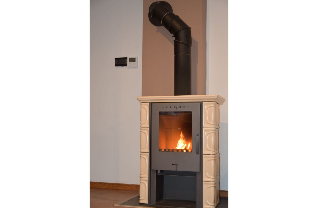 Houtkachel Staal met Keramische Tegels 10kW Cappuccino