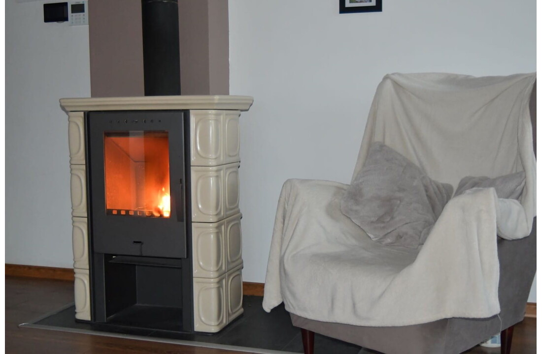 Houtkachel Staal met Keramische Tegels 10kW Cappuccino