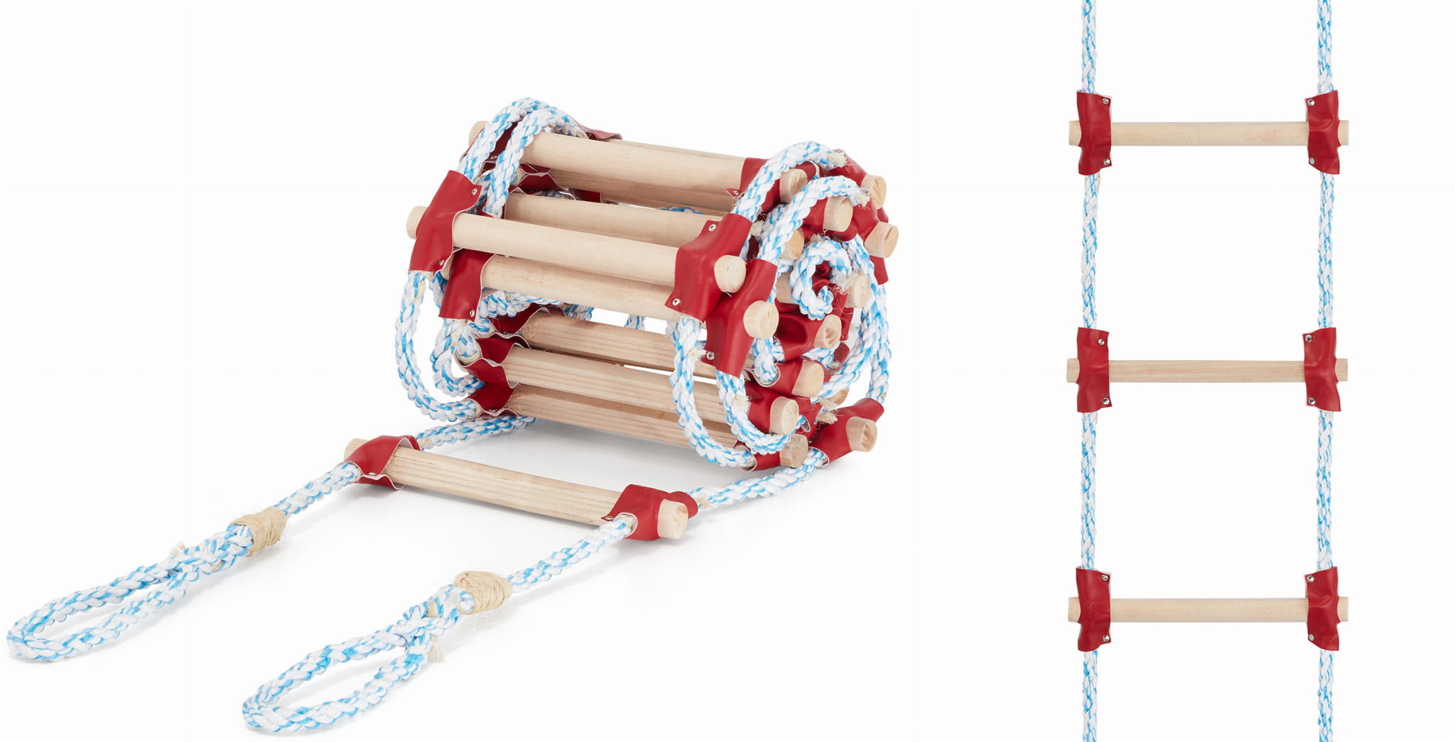 Touwladder 25m - Hoge Kwaliteit Beukenhout Sporten & Polypropyleen Touw