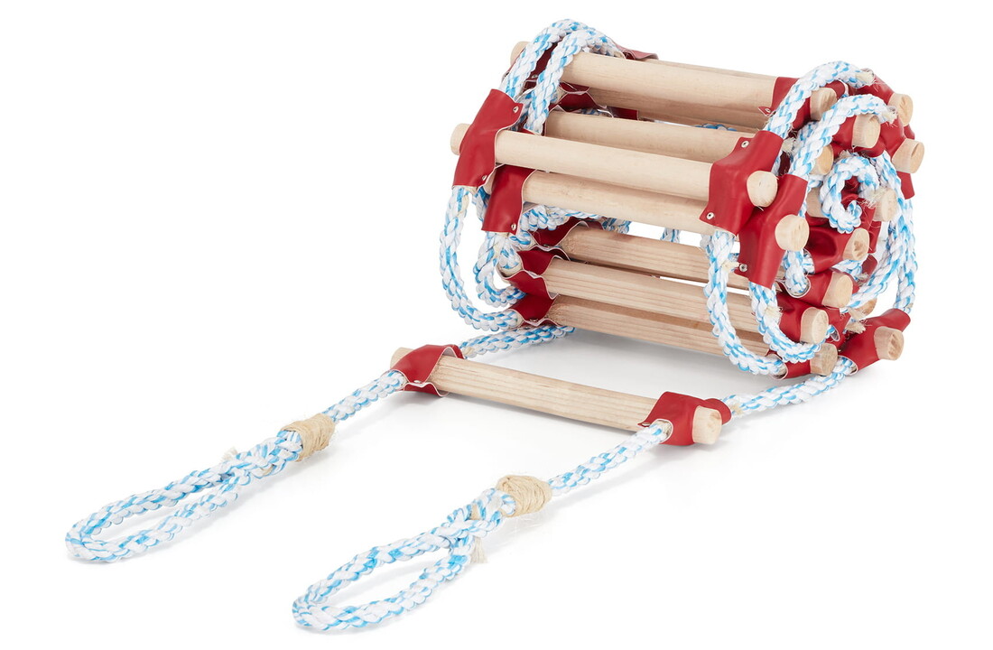 Touwladder 25m - Hoge Kwaliteit Beukenhout Sporten & Polypropyleen Touw