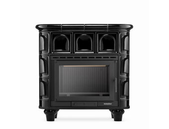 Tegelkachel FLORENCJA met gietijzeren inzetstuk - Zwart