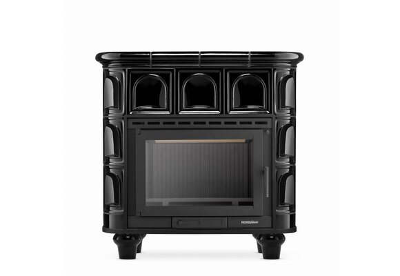 Tegelkachel FLORENCJA met gietijzeren inzetstuk - Zwart