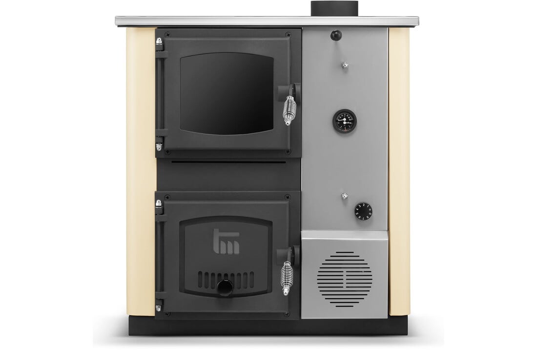 CV houtfornuis met watermantel - 12 kW - TEMY Plus - beige