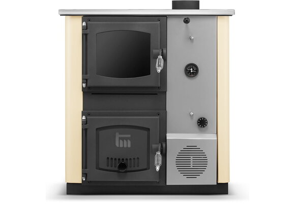 CV houtfornuis met watermantel - 12 kW - TEMY Plus - beige