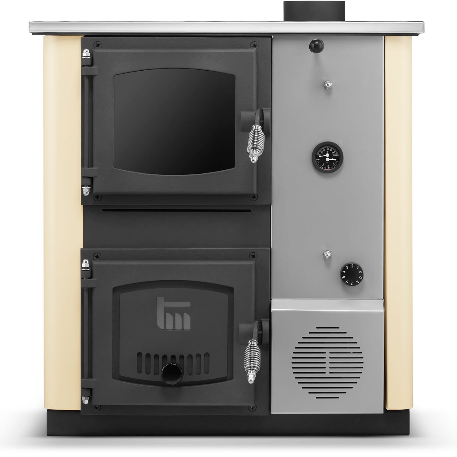 CV houtfornuis met watermantel - 12 kW - TEMY Plus - beige