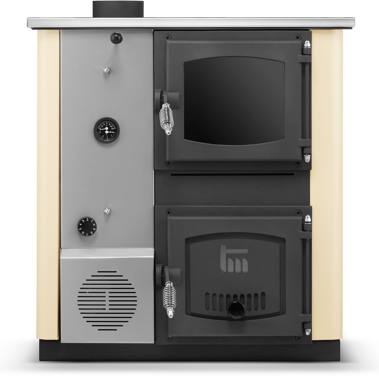 CV houtfornuis met watermantel - 12 kW - TEMY Plus - beige