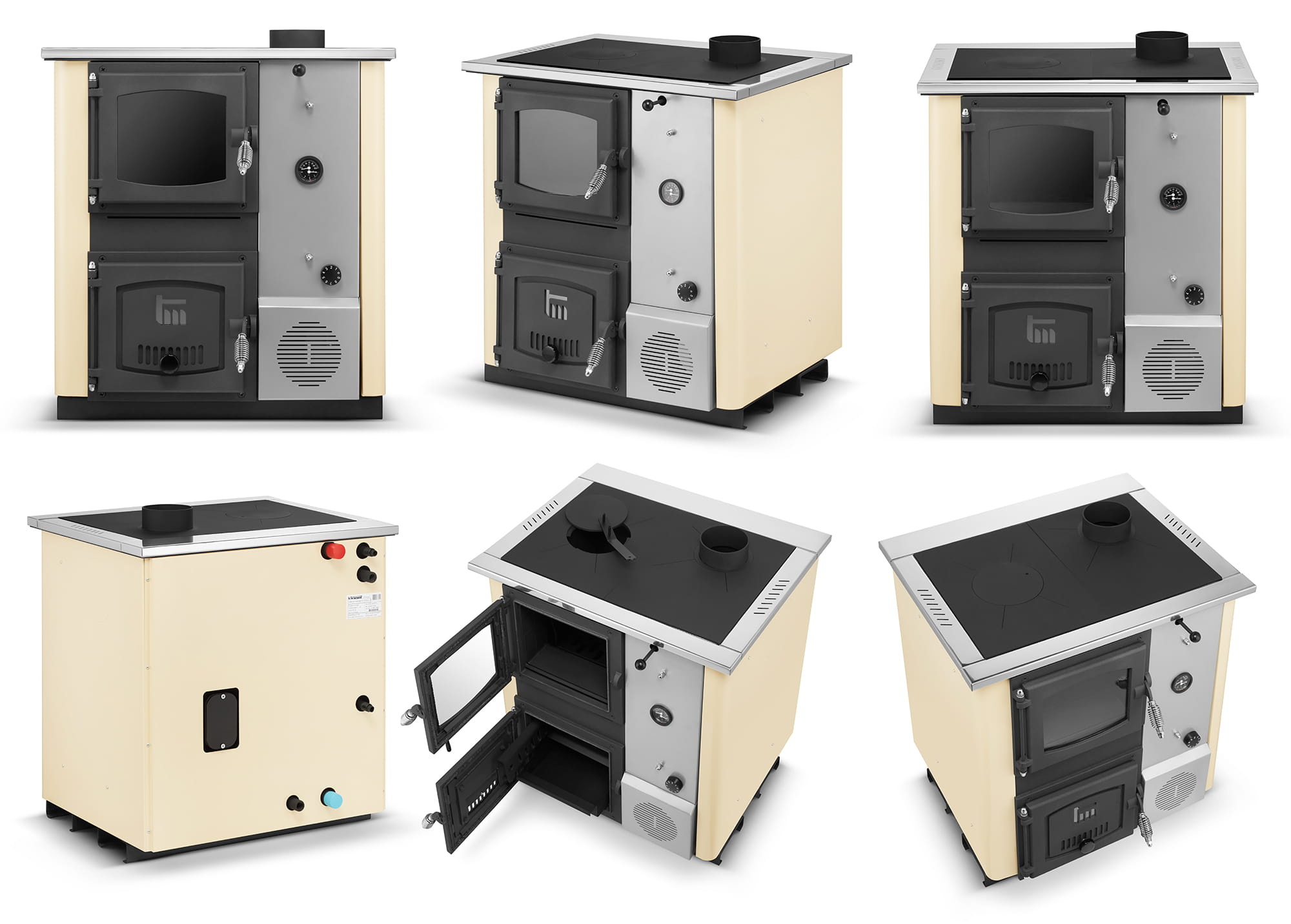 Kolenkachel CV met watermantel TEMY PLUS 12kW beige