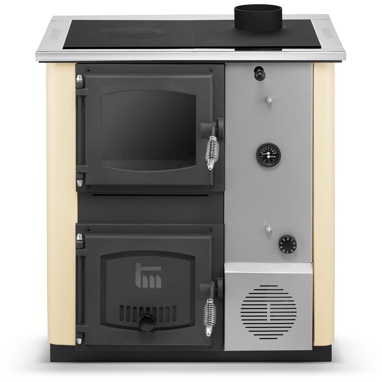 CV houtfornuis met watermantel - 12 kW - TEMY Plus - beige