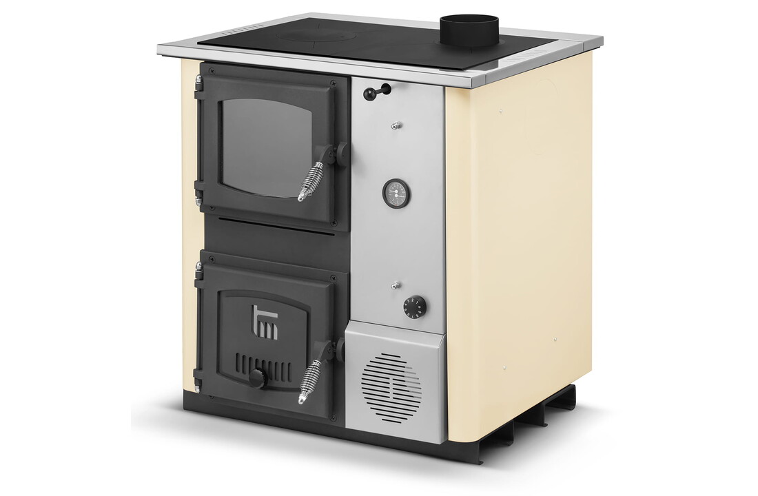 CV houtfornuis met watermantel - 12 kW - TEMY Plus - beige