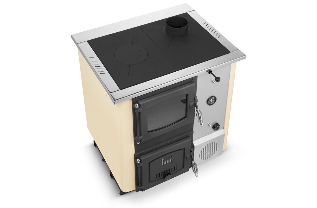 CV houtfornuis met watermantel - 12 kW - TEMY Plus - beige