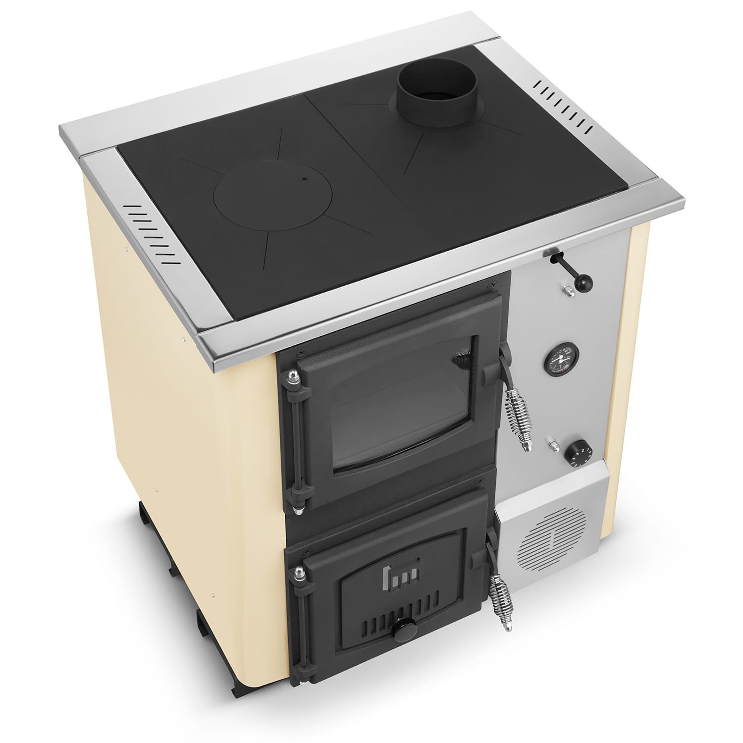 CV houtfornuis met watermantel - 12 kW - TEMY Plus - beige