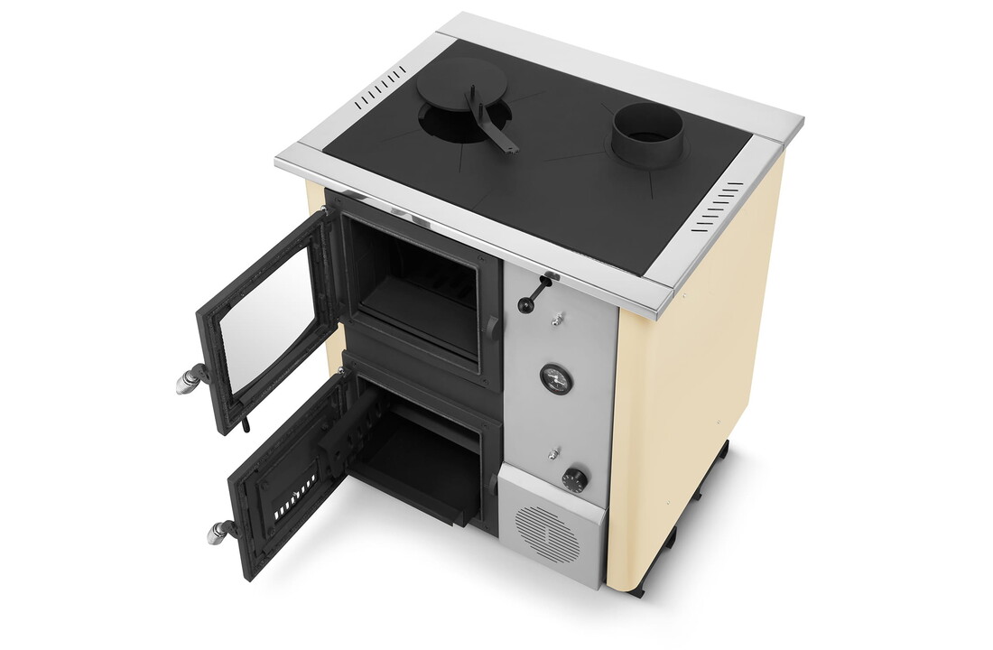 Kolenkachel CV met watermantel TEMY PLUS 12kW beige