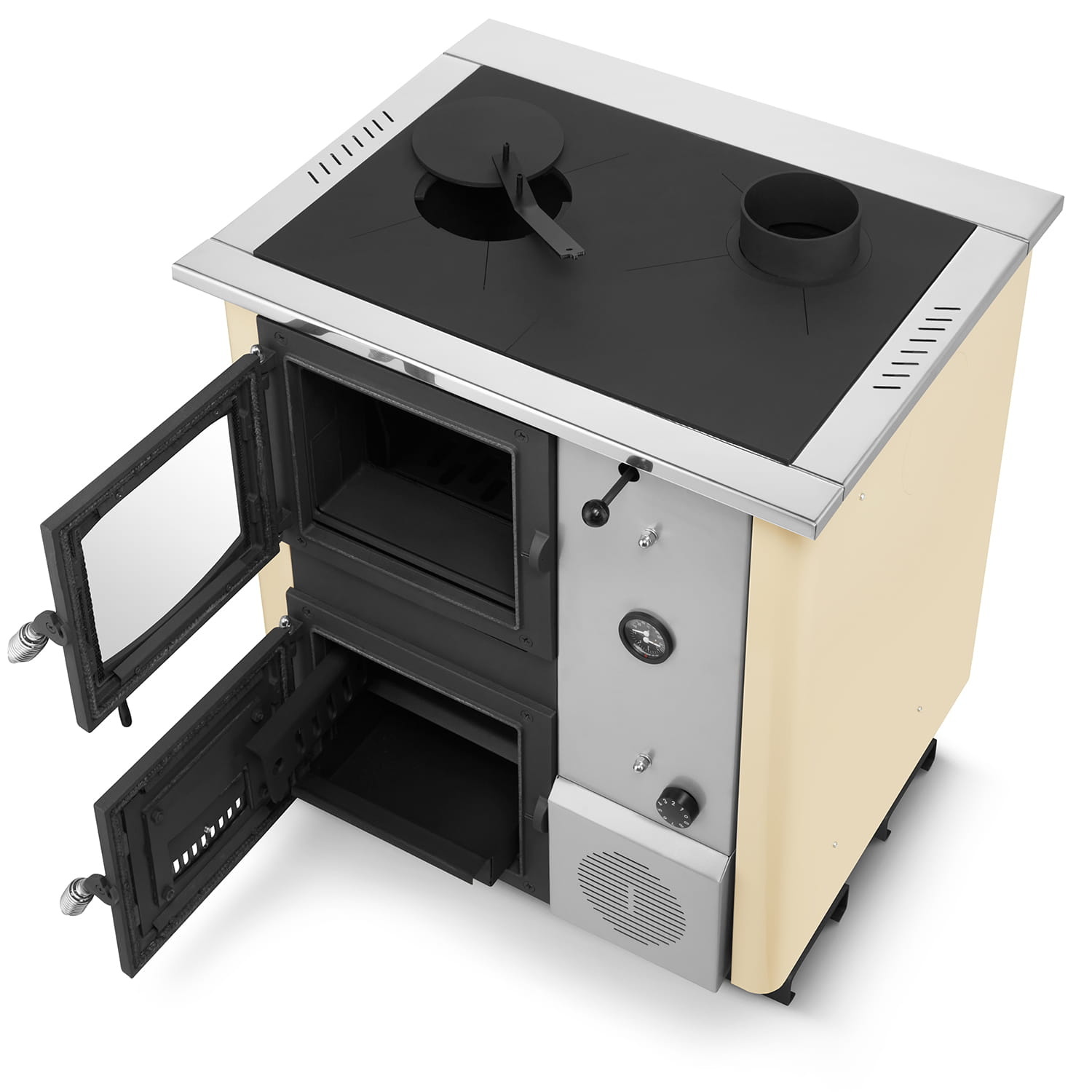 Kolenkachel CV met watermantel TEMY PLUS 12kW beige