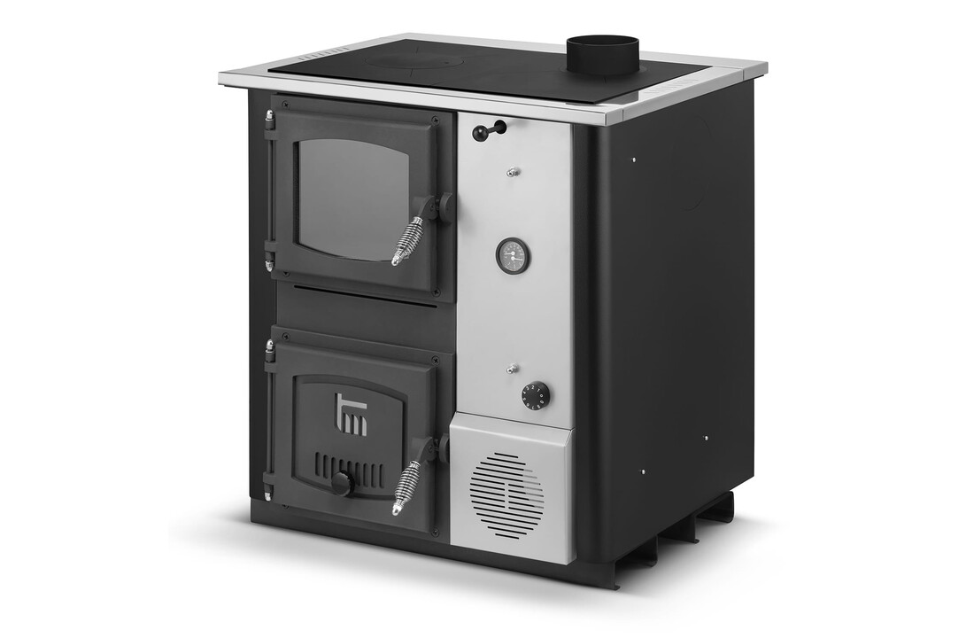 CV houtfornuis met watermantel - 12 kW - TEMY PLUS - zwart