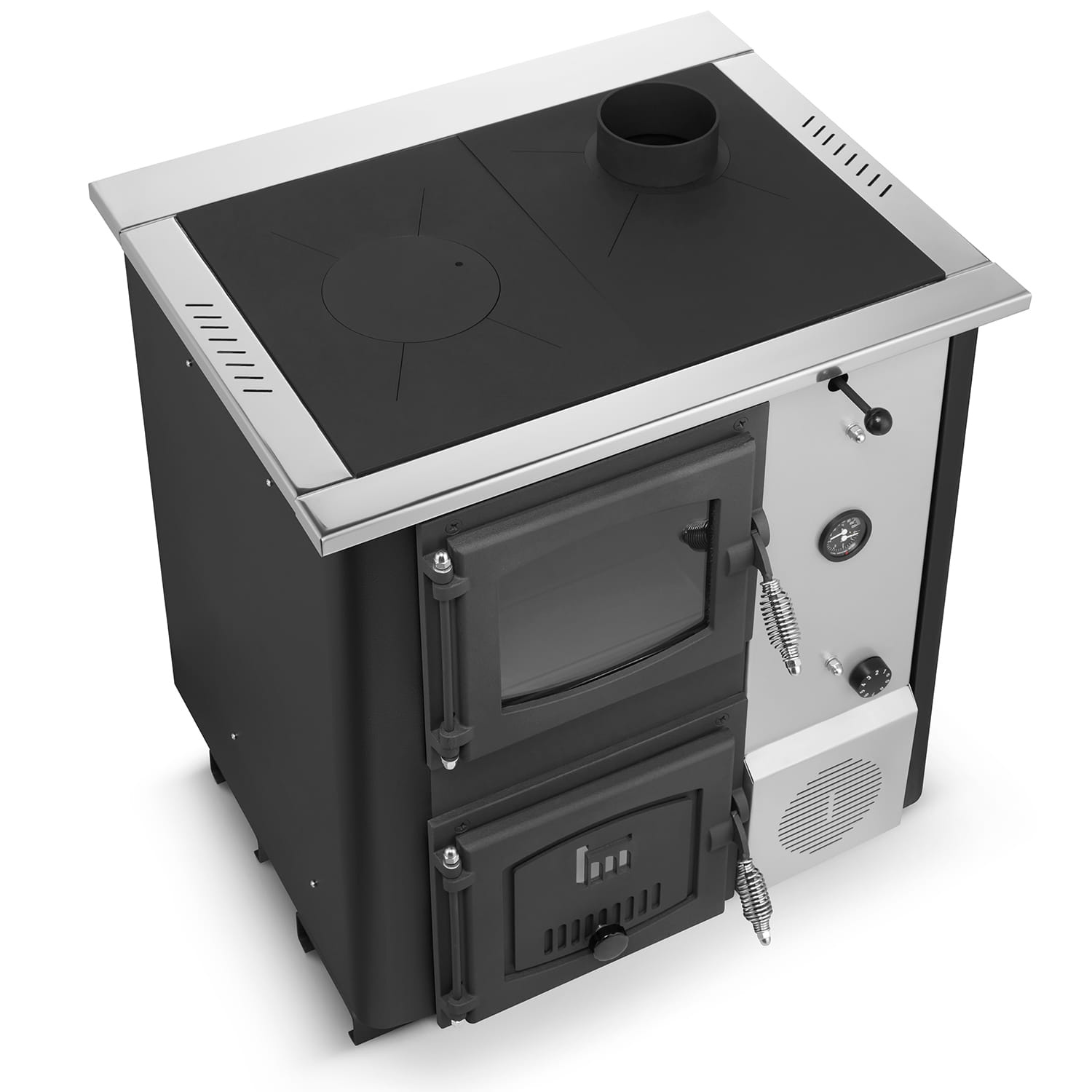 CV houtfornuis met watermantel - 12 kW - TEMY PLUS - zwart