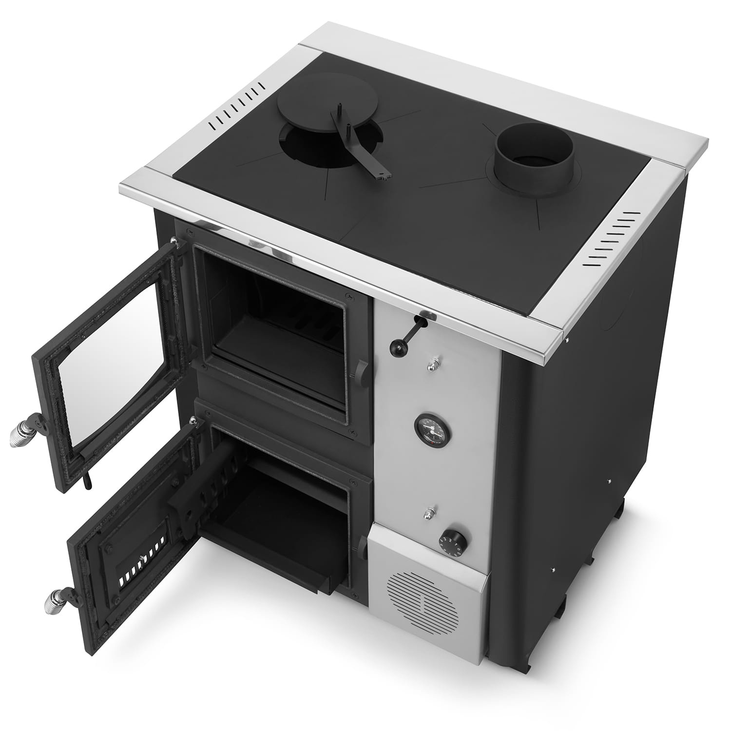 CV houtfornuis met watermantel - 12 kW - TEMY PLUS - zwart