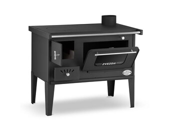 Houtfornuis met oven en kookplaat - 8 kW - ZVEZDA - zwart