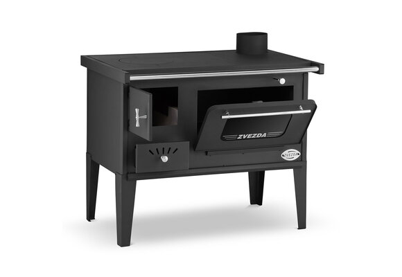 Houtfornuis met oven en kookplaat - 8 kW - ZVEZDA - zwart