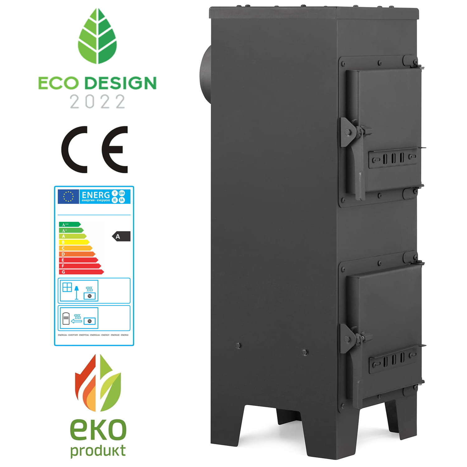 Houtkachel - 5 kW - EKON EKOPROJEKT - energielabel A - zwart