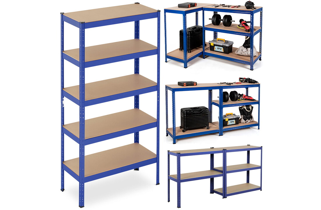 Stellingkast - opbergrek - 180x90x40 cm - tot 875 kg - blauw