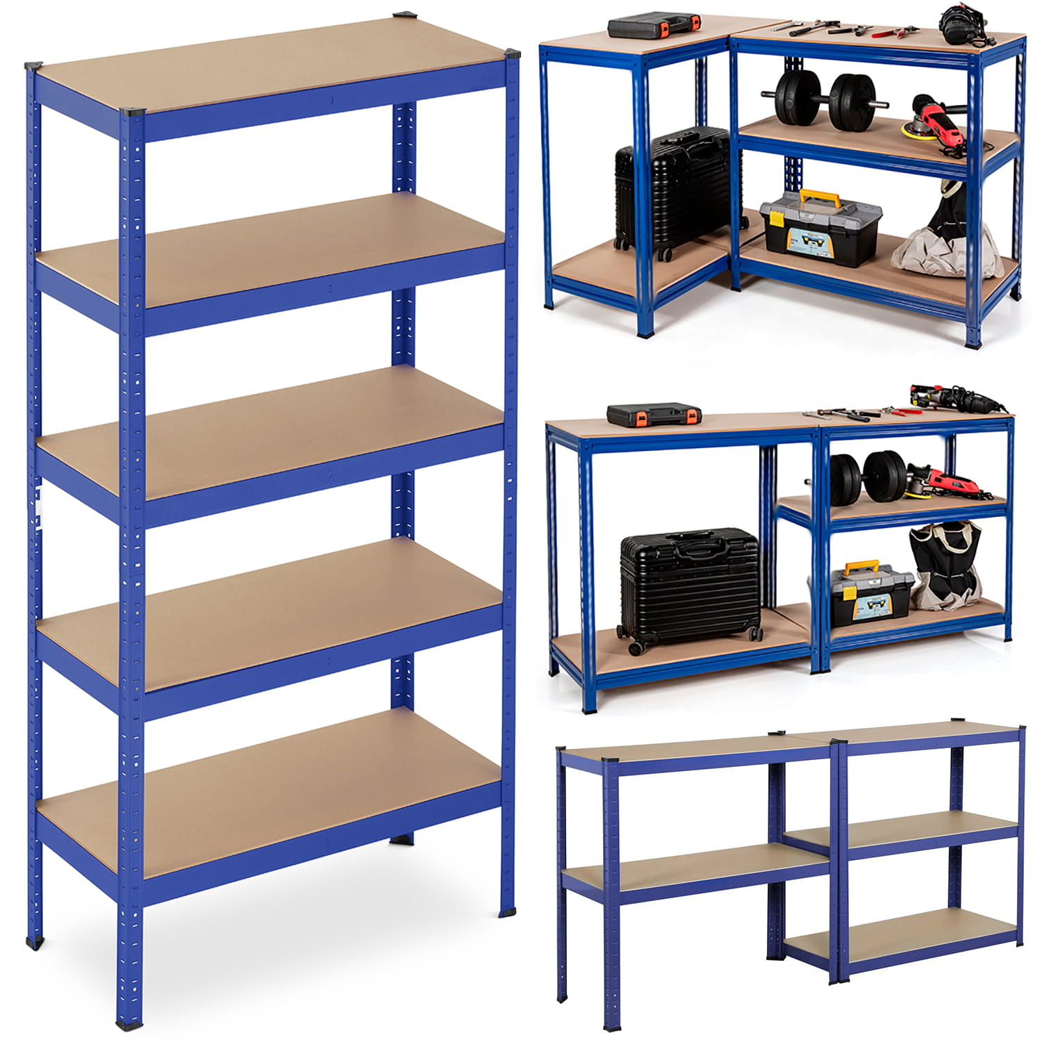 Stellingkast - opbergrek - 180x90x40 cm - tot 875 kg - blauw