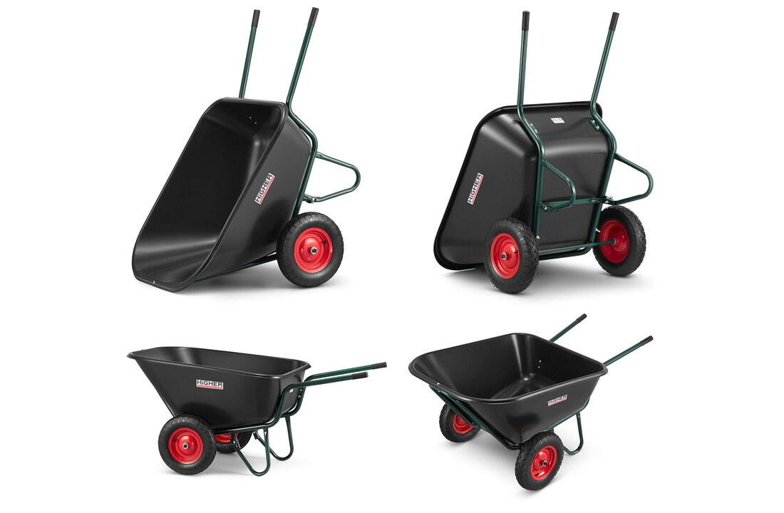 HIGHER Kruiwagen 300L Zwart 2-wielig