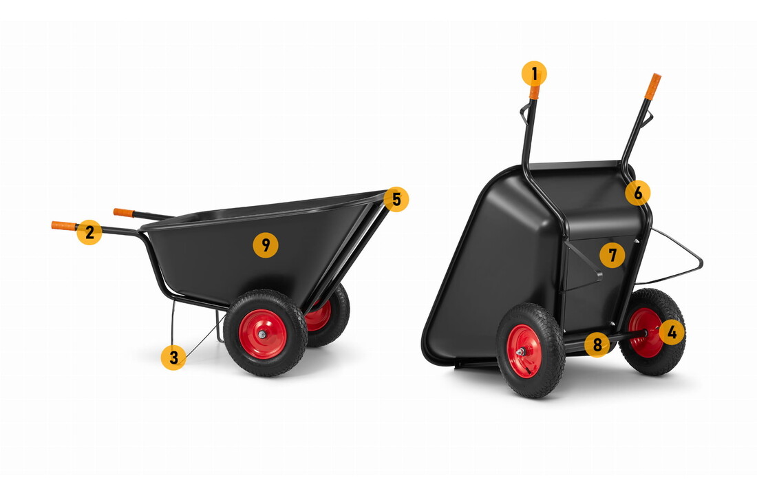 HIGHER Kruiwagen 350L 300kg Dubbelwiel H-KOL-300