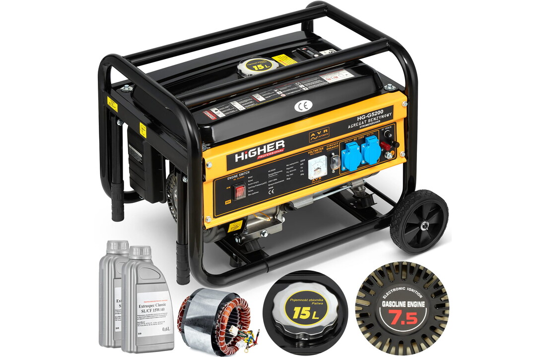 Generator HIGHER 4200W 7,5PK AVR + 2x Olie