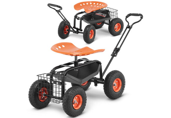 Tuinkruk op wielen - 360° draaibaar - met opbergmand - 150 kg