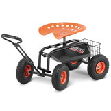 Tuinkruk op wielen - 360° draaibaar - met opbergmand - 150 kg