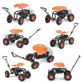 Tuinkruk op wielen - 360° draaibaar - met opbergmand - 150 kg