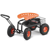 Tuinkruk op wielen - 360° draaibaar - met opbergmand - 150 kg