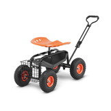 HIGHER Tuinwagen met Zwenkbaar Zadel en Opbergmand - 150 kg