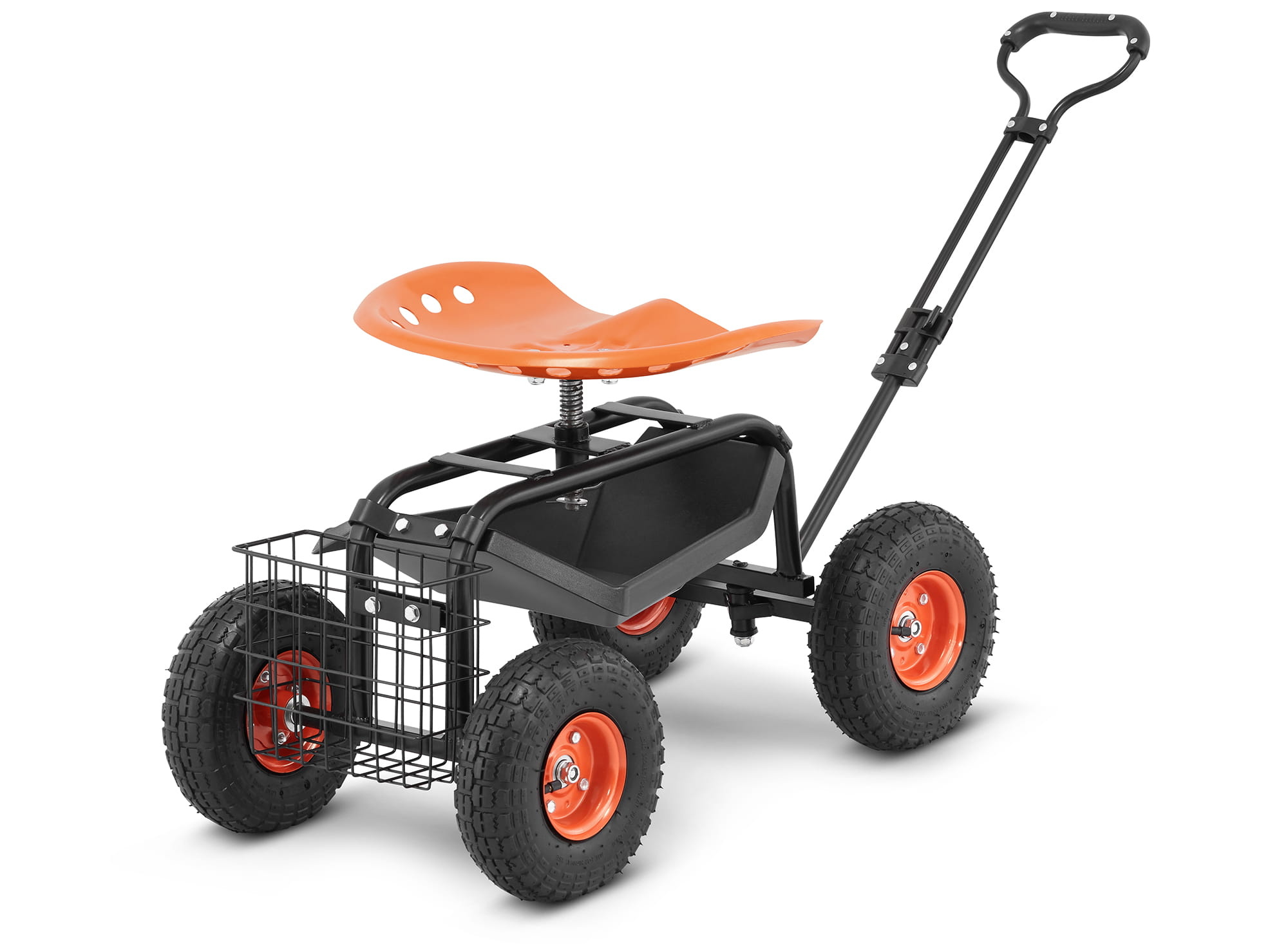 Tuinkruk op wielen - 360° draaibaar - met opbergmand - 150 kg