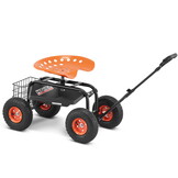 HIGHER Tuinwagen met Zwenkbaar Zadel en Opbergmand - 150 kg