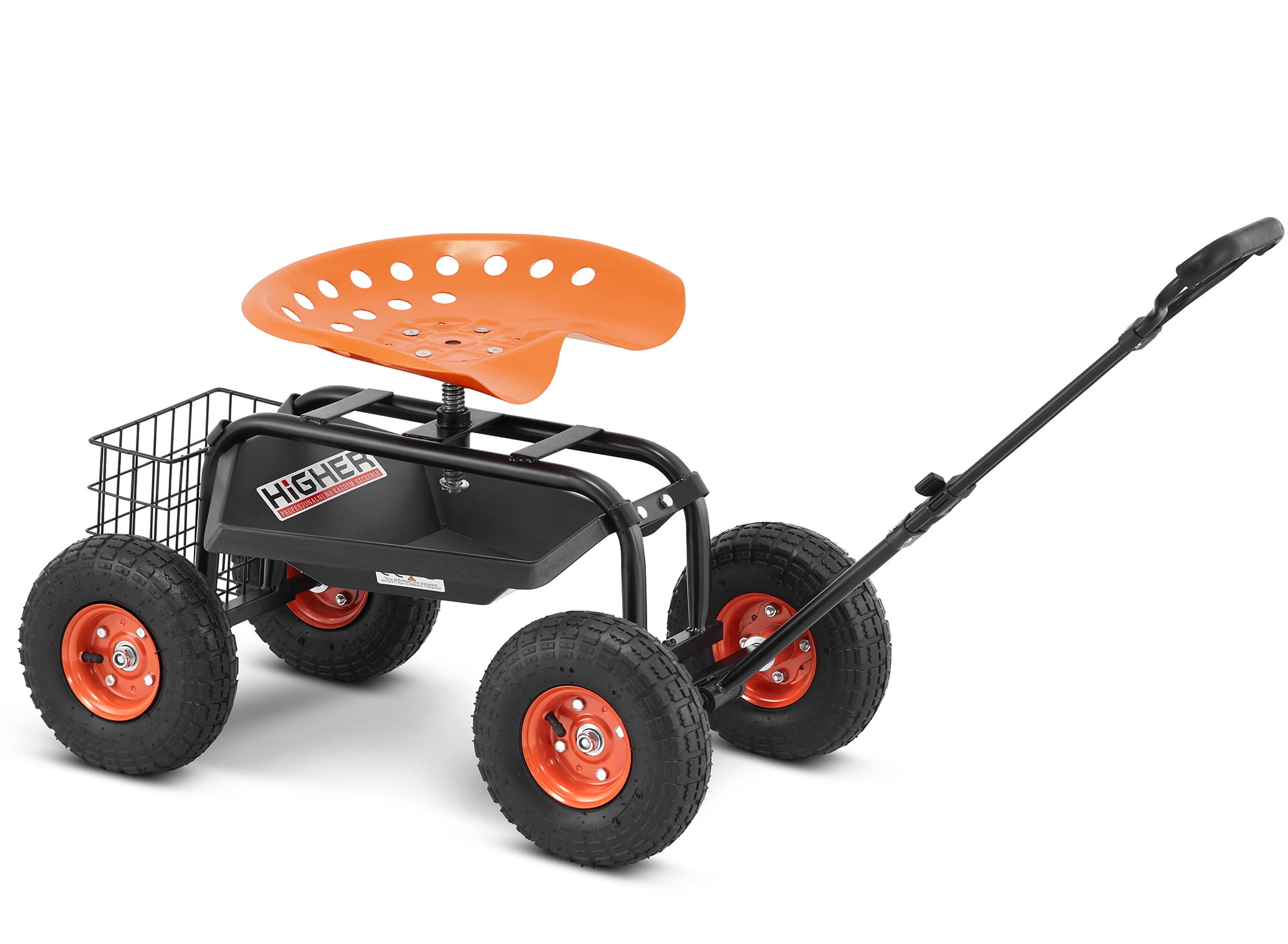 Tuinkruk op wielen - 360° draaibaar - met opbergmand - 150 kg