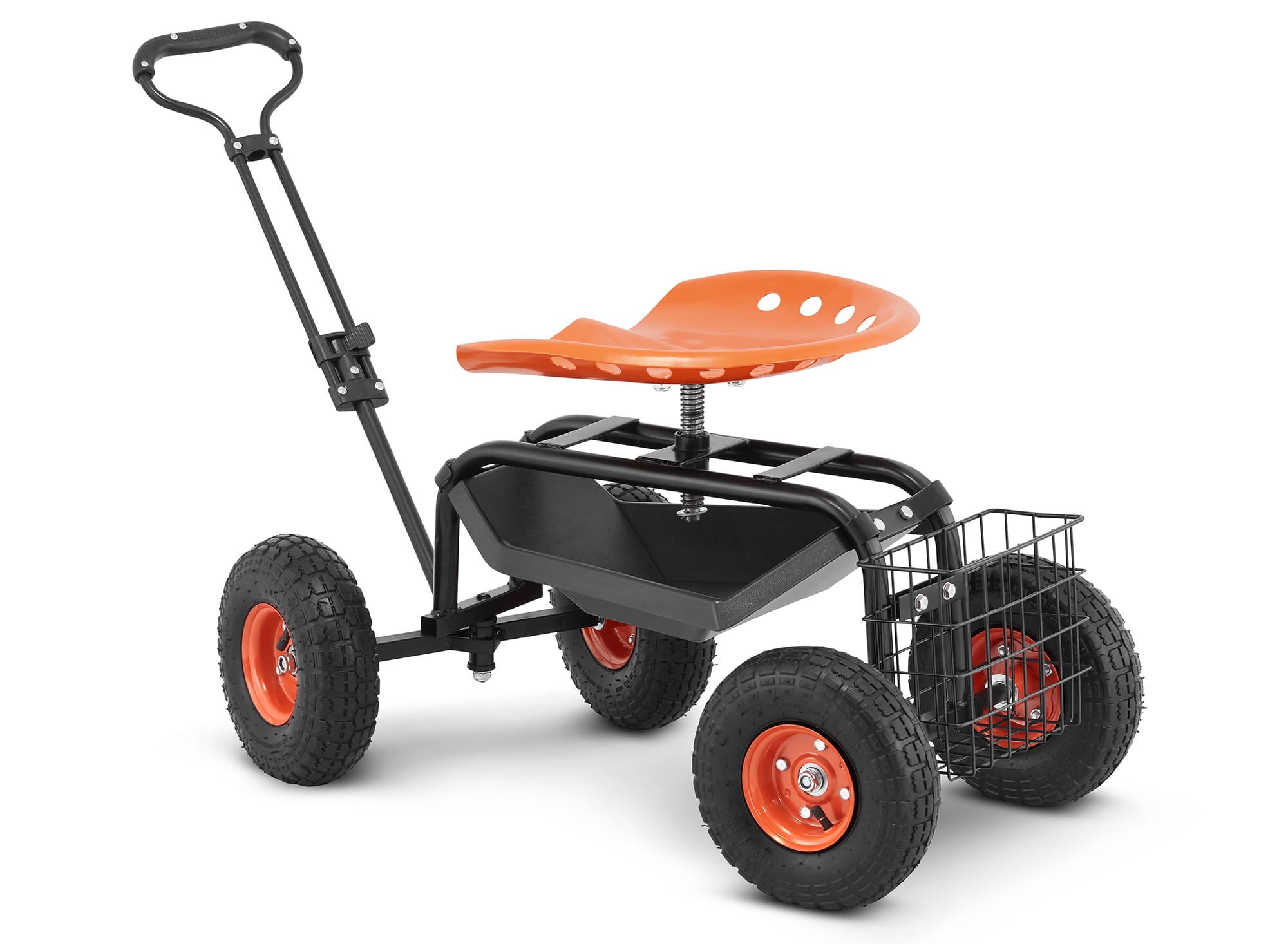 Tuinkruk op wielen - 360° draaibaar - met opbergmand - 150 kg